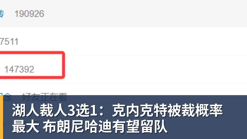 湖人裁人3选1：克内克特被裁概率最大 布朗尼哈迪有望留队