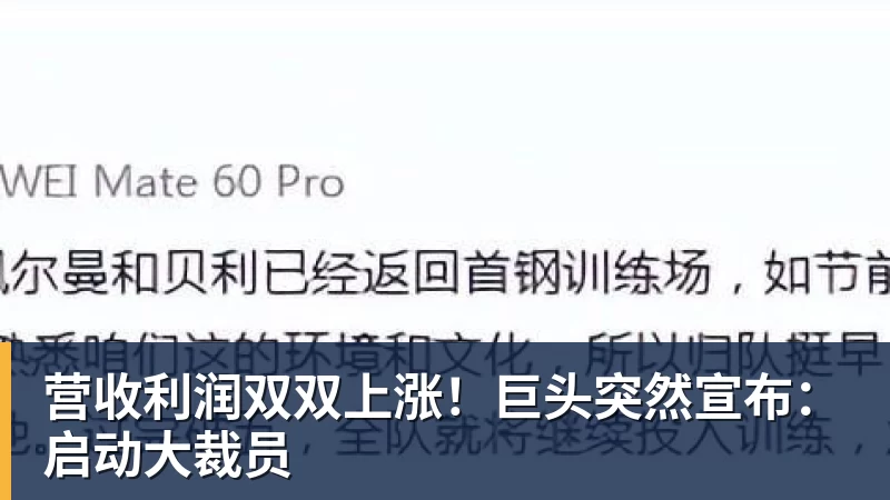 w88官网营收利润双双上涨！巨头突然宣布：启动大裁员